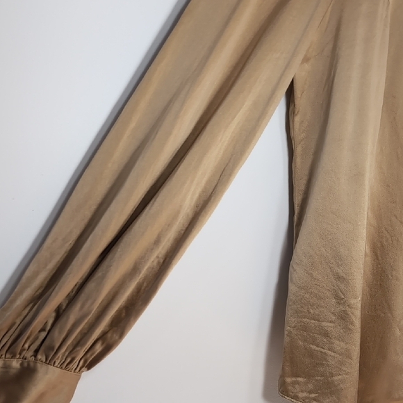 Lafayette 148 New York | 100% Silk Gold Button Down Blouse Size 14 - Picture 3 of 8